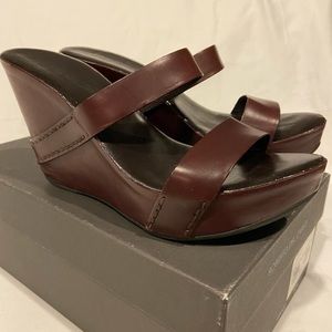 Roberto Del Carlo reddish brown leather wedge 7.5